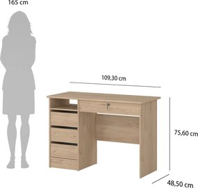 Biurko Function Plus 110 z szufladą na klucz, kolor jackson hickory