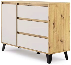 Duża komoda z szufladami i szafką dąb artisan + kaszmir T8-R85