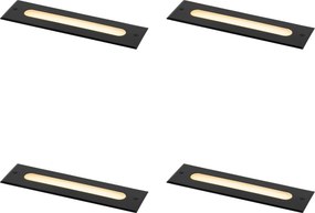 Zestaw 4 nowoczesnych reflektorów gruntowych czarnych 30 cm z LED IP65 - Eline