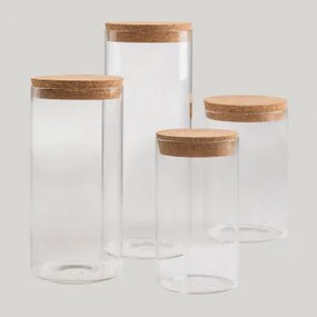 Zestaw 4 Szklanych Słoików Launun Transparent - Sklum