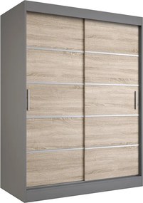 Szafa przesuwna antracyt + dąb sonoma 150 cm C3-G21