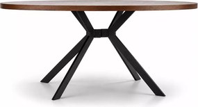 Nowoczesny owalny stół Verano 170x90 cm - blat z okleiny naturalnej w kolorze orzechowym, nogi czarne metalowe