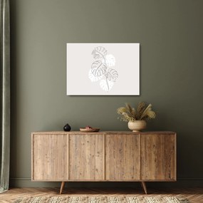 Obraz na szkle - Line art monstera N⁰3 (70x50 cm)