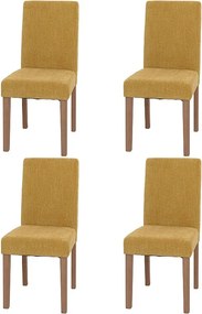 Szenilowe krzesło do jadalni Littau (zestaw 4 sztuk),  żółty, nogi w kolorze naturalnym