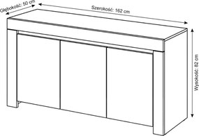 Biała komoda Amaretto 162 cm, w wysokim połysku