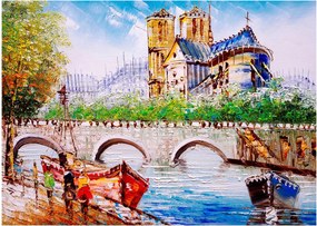 Obraz - Obraz olejny przedstawiający miasto (70x50 cm)