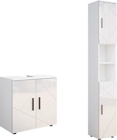 Zestaw mebli łazienkowych biały wysoki połysk 30x30x192 irma