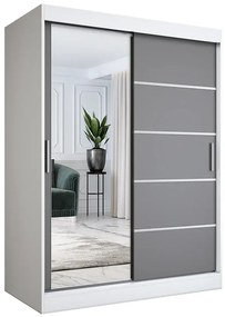 Szafa z frontami przesuwnymi biel + antracyt 150 cm S7-E28