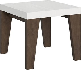 Stół rozkładany 90x90/246 cm Naxy Mix Blat z białego jesionu - Nogi z orzecha włoskiego