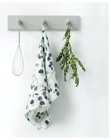 Biało-zielona lniana ściereczka Linen Tales Eucalyptus, 65x45 cm