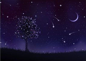 Obraz na szkle - Noc uchwycona przez ilustrację (70x50 cm)