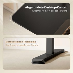 Vinsetto Biurko stojące, regulowane, komputerowe 140 cm x 70 cm x 116 cm, Czarne