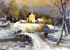 Obraz - Zimowe miasteczko (70x50 cm)