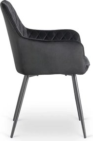 Zestaw Stół Prostokątny Rozkładany HAMPTON 160-240 cm Dąb Rustykalny/Czarny i 4 Krzesła Tapicerowane BRESSO Czarne
