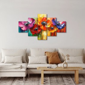 Obraz - Pięć kolorowych kwiatów (125x70 cm)