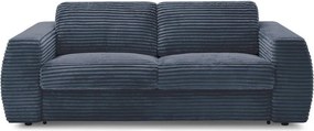 Ciemnoniebieska sztruksowa rozkładana sofa do spania 220 cm Hugo – Bobochic Paris
