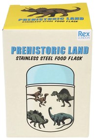 Niebiesko-kremowy termos na jedzenie dla dzieci 280 ml Prehistoric Land – Rex London