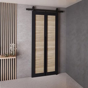 Drzwi Przesuwne QUDIO M1 Czarny + Dąb Sonoma 70