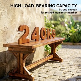 Outsunny 2-osobowa ławka ogrodowa odporna na warunki atmosferyczne ławka z drewna ławka parkowa z podstawą X 240kg nośność 114 x 40 x 46 cm zwęglony | Aosom PL