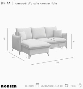 Beżowy rozkładany/ze schowkiem narożnik z materiału bouclé (lewostronny/z szezlongiem) Brim – Rodier