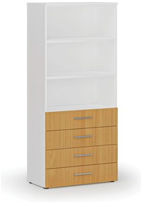 Szafa biurowa z szufladami PRIMO WHITE, 800 x 420 x 1781 mm, biały/buk