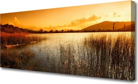 Obraz canvas Ognisty Zachód nad Jeziorem