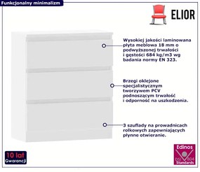 Biała Nowoczesna Komoda Z Trzema Szufladami Rosani 3X