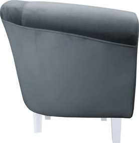 Fotel Milo tkanina Welur wygodny fotel tapicerowany do salonu i sypialni : Kolor nogi - Biała, Kolor tkaniny - VELVET - BL14, Wysokość nogi - 15 cm