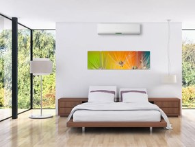Obraz kropli na roślinie (170x50 cm)