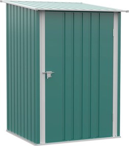 Outsunny Domek narzędziowy metalowy, szopa ogrodowa z dachem jednospadowym, zamykane drzwi, na zewnątrz, 100x103x160 cm, zielony