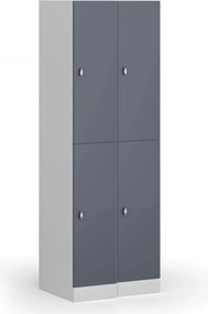 Szafka skrytkowa S1, 2 schowki, 1850 x 300 x 500 mm, zamek obrotowy, drzwi ciemnoszare