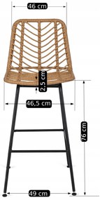 Hoker Rattanowy JERRY Ogrodowy Krzesło Barowe Boho