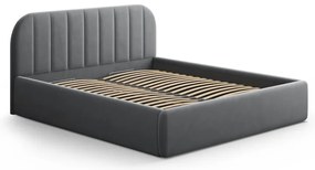 Szare tapicerowane łóżko dwuosobowe ze schowkiem ze stelażem 160x200 cm Juno – Windsor &amp; Co Sofas