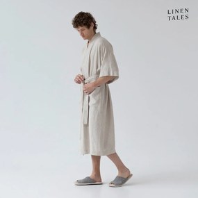 Beżowy lniany szlafrok w rozmiarze S/M Summer – Linen Tales