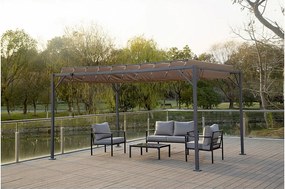 Pergola bioklimatyczna z tkaniny "Lodge" 3 x 4 m - Taupe z regulowanymi lamele