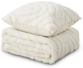 KOC I PODUSZKA WARM HUG LUX PERŁOWY 130x190 cm CREAM/BEIG