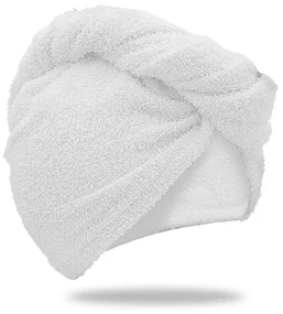 Szybkoschnący turban do włosów frotte biały, 100% bawełna