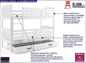 Białe drewniane łóżko dla dziecka 80x190 - Elize 2X