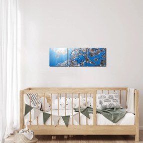 Obraz - Wiśniowe kwiaty (z zegarem) (90x30 cm)