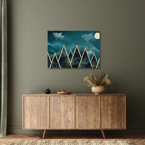 Obraz na szkle - Księżyc w pełni nad złotymi górami (70x50 cm)