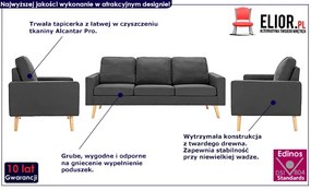 3-częsciowy ciemnoszary zestaw wypoczynkowy z fotelem - Imex 3Q
