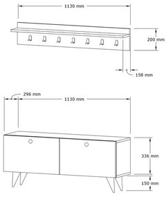 Wieszak ścienny z półką na buty Rupa Oak