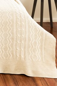 Wełniana narzuta na łóżko SPARSE w opakowaniu prezentowym Śmietankowy