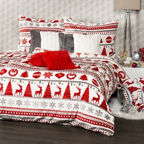4Home Pościel mikrofranela Christmas Time czerwony, 140 x 200 cm, 70 x 90 cm