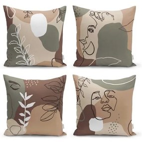 Zestaw 4 poszewek na poduszki Minimalist Cushion Covers Drawing Face, 43 x 43 cm