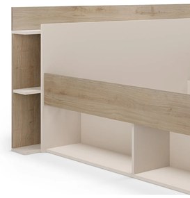 Biało-naturalne łóżko dwuosobowe w dekorze dębu ze schowkiem bez stelaża 160x200 cm Albo – Marckeric
