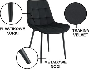 Krzesło Cherry welur na metalowych nogach - tapicerowane : Kolor tkaniny - VELVET - MG19