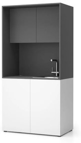 Kuchnia biurowa NIKA ze zlewem i kranem 1000 x 600 x 2000 mm, grafit, prawe