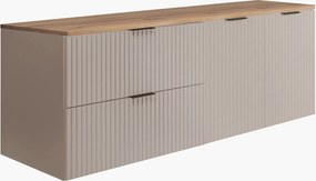 Zestaw łazienkowy: szafka z szufladami i szafka z drzwiami 57×46×160 cm, kolor: kaszmir / Dąb Craft, uchwyt czarny