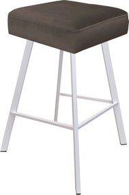 Hoker MAX krzesło barowe tkanina Welur podstawa metalowa : Kolor nogi - Biały profil, Kolor tkaniny - VELVET - MG05, Typ siedziska - Siedzisko stałe